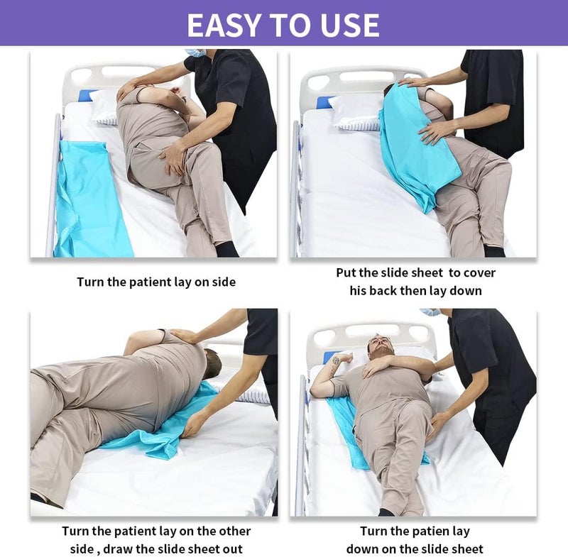 Ehucon ورقة انزلاق أنبوبية لنقل المرضى 27"x39"، قابلة للغسل وإعادة الاستخدام لنقل كبار السن بأمان، لنقل المرضى طريحي الفراش من السرير، السيارة، الكرسي المتحرك، المستشفى أو الرعاية المنزلية - Image 4